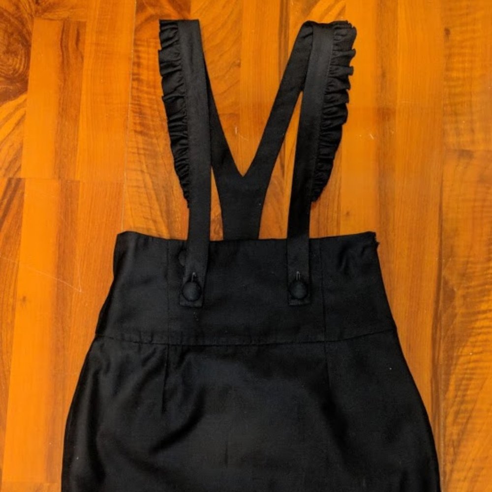 LUX Navy Convertible Pencil Skirt w.Suspenders